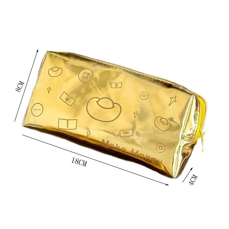 Simulation Gold Bar Pencil Case-Large Capacity Vintage Design StationeryOrganizer,Multi-Functional StorageBag with CulturalTheme