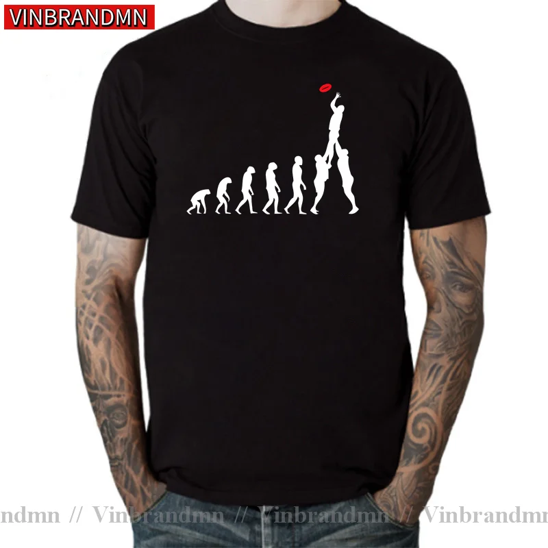 Comic Design Rugby Evolution of Man Evolution Rugby Line-Out New Arrival Men Fashion FunnyTees Men Short Print T Shirt for Man