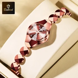 BINBOND Casual Fashion Quartz Watch for Women Circular Mirror Waterproof Ladies Wristwatch Elegant Business Luxury Women's Watch