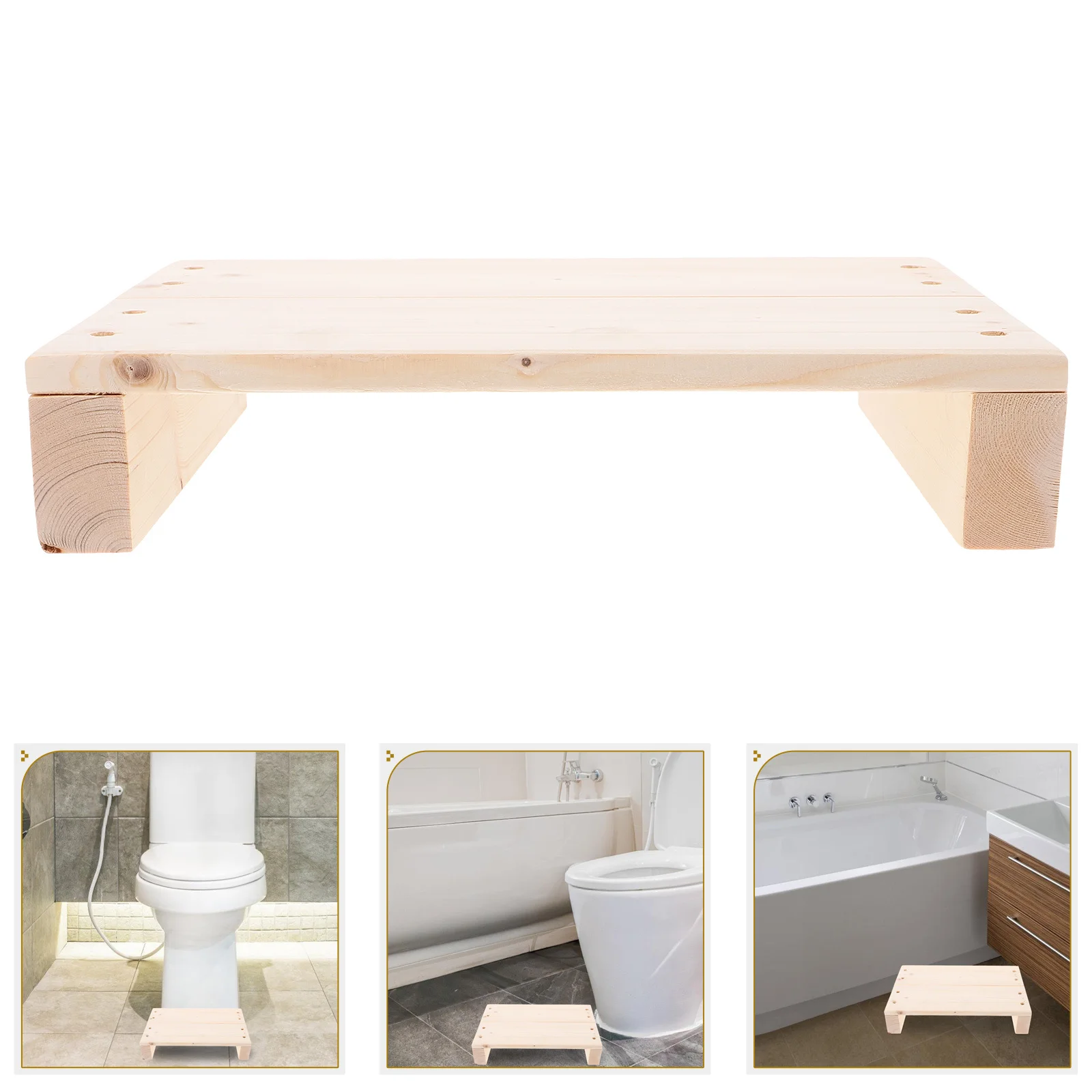 

Wooden Foot Stool Versatile Step Stool for Adults Indoor Outdoor Kitchen Bathroom Office Bed Steps Footrest