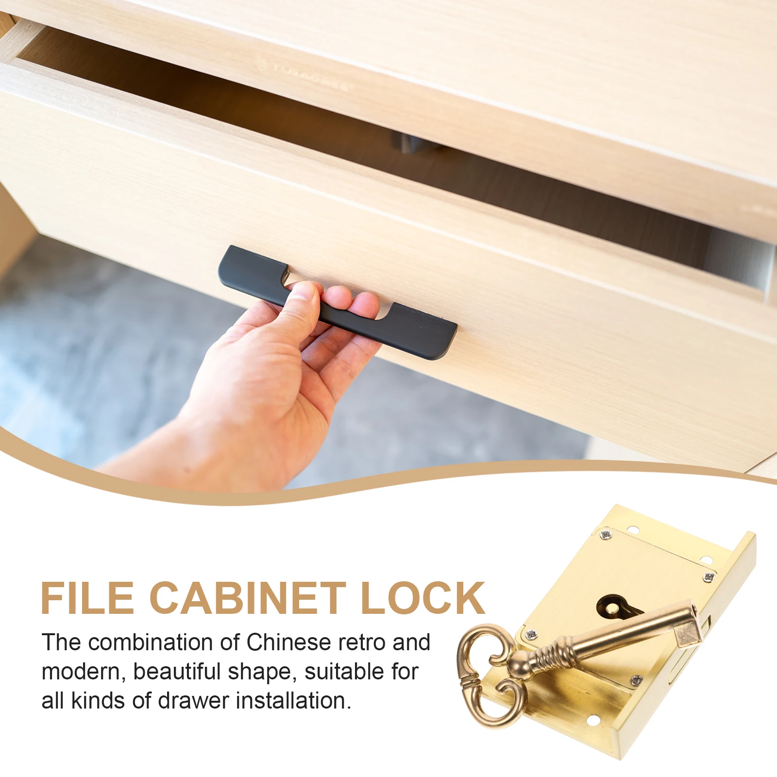 

File Cabinet Lock Brass Strong Hardness Stable Structure Secure Drawer Lock Replacement for File Safety Cabinet Drawer Locks