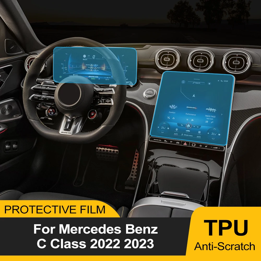 

Car Interior TPU Film For Mercedes Benz C Class W206 C200 C260 C300 2022 2023 Anti-scratch Dashboard GPS Screen Pre Cut PPF Film
