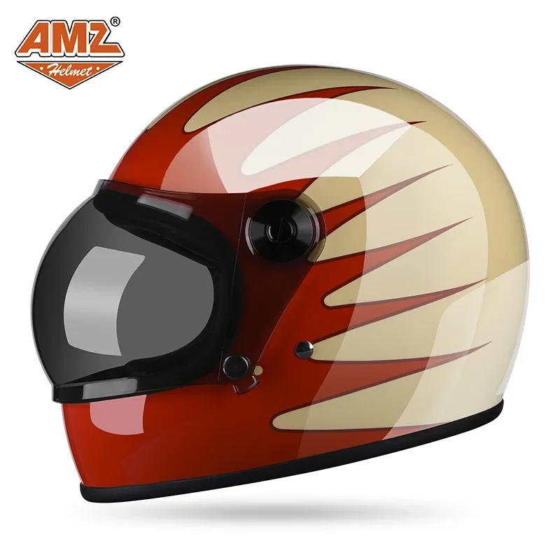 AMZ Motorcycle Helmet Retro Motorcycle Full Helmet Men and Women 3C Certified Safety Helmet Electric Vehicle Japanese