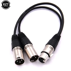 XLR fêmea Jack para Dual 2 macho Plug Y Splitter, cabo adaptador, amplificador alto-falante, Mixer fone de ouvido, 3Pin, 30cm