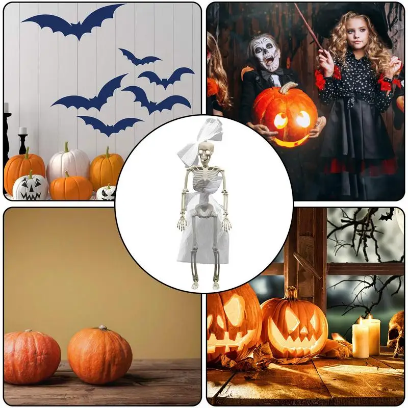 Posable Halloween Skeleton Realistic Posable Skeleton Decor Decoration Accessory For Haunted Houses Trees Doors And Lawns