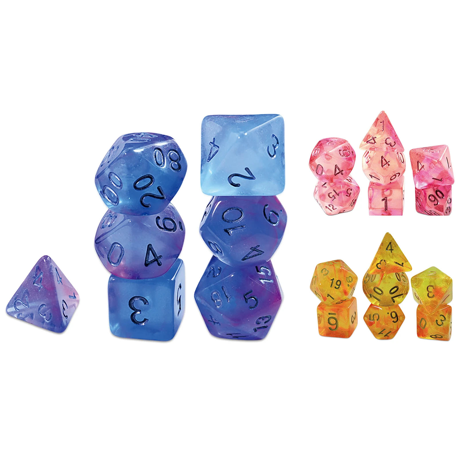 

7 pcs Galaxy style transparent DND dice suitable for board games, party supplies, and gifts for gamers,dado/des œuvres