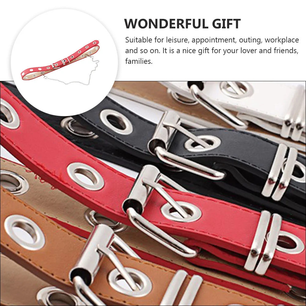 

1Pcs Round Hole Waist Belt Fashion Artificial Punk Belt Stylish Holed Waistband Women All Matching Dress Accessory