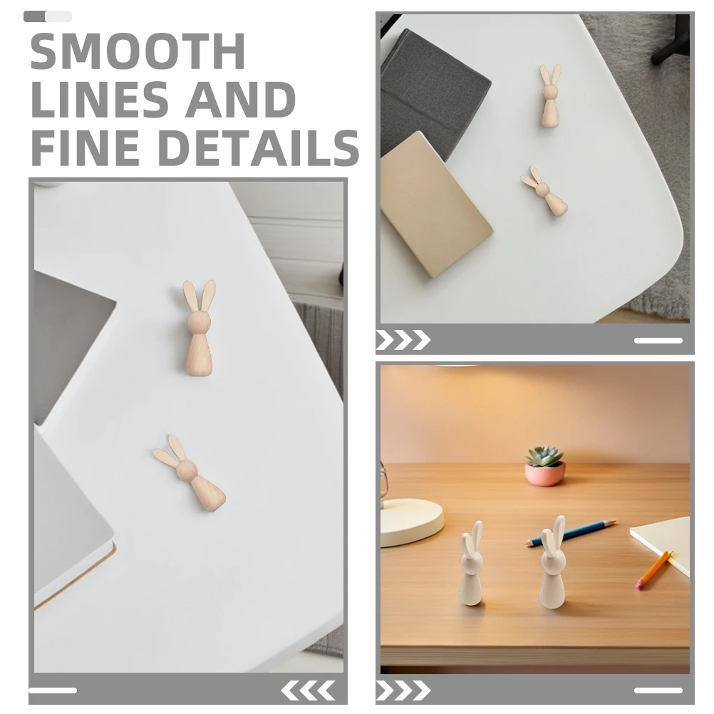 Coelhinho de madeira inacabado, 6 peças, kit de artesanato diy, decorações de páscoa, crianças, adultos, mesa, jardim, ornamento, decoração de casa, fornecimento de artesanato