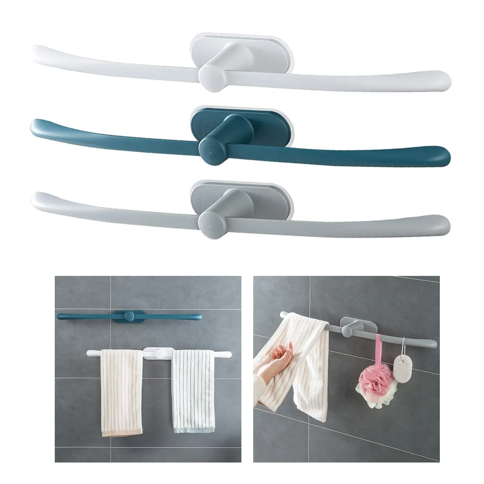 

Bathroom Plastic Hand Towel Holder Towel Rail Installation Without Drilling Washcloths Rack 62cm Long Waterproof Easy to Clean