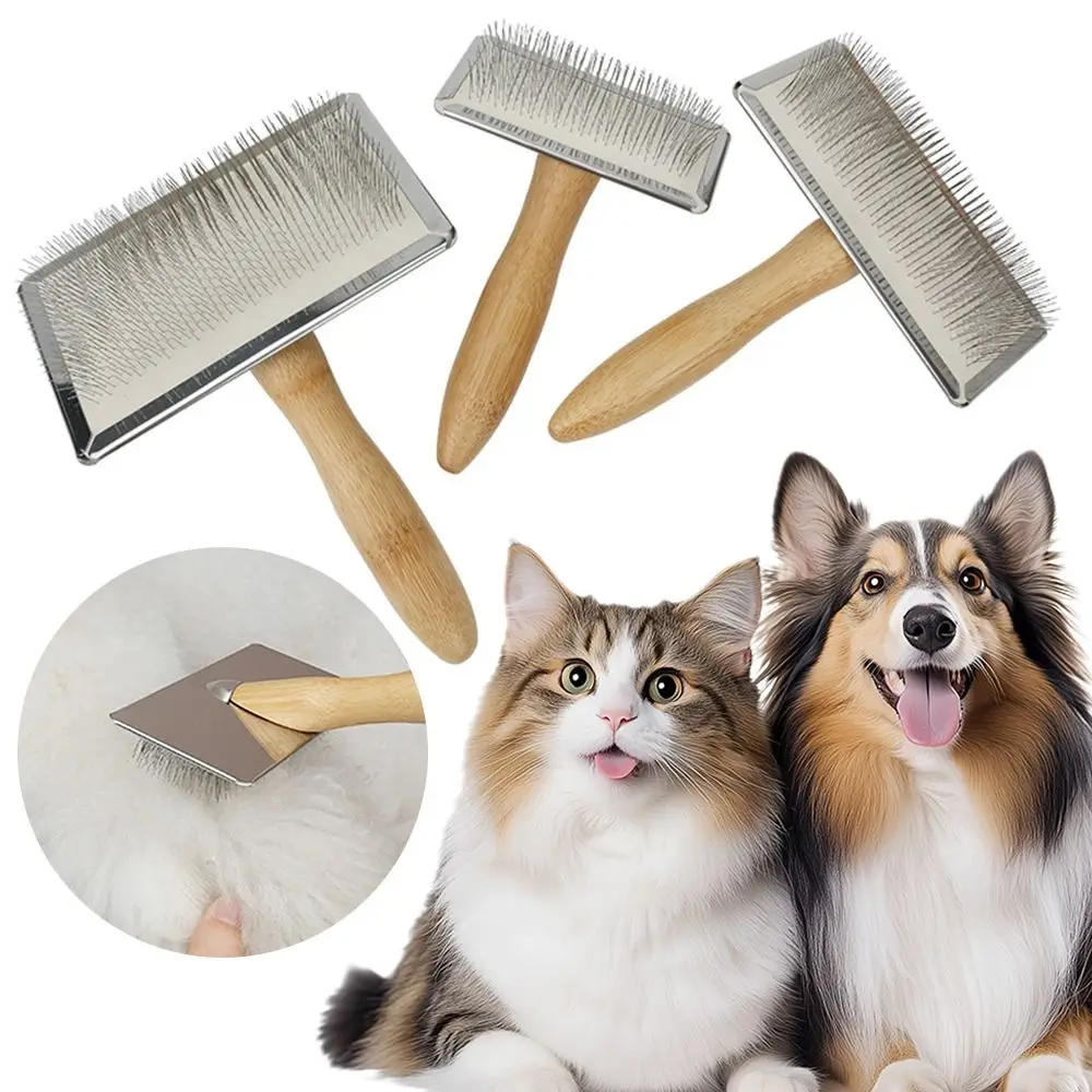 Peine removedor de pelo de Metal para mascotas, cepillo duradero para masaje de mascotas, mango ergonómico, cepillo de limpieza para mascotas, suministros de aseo para mascotas