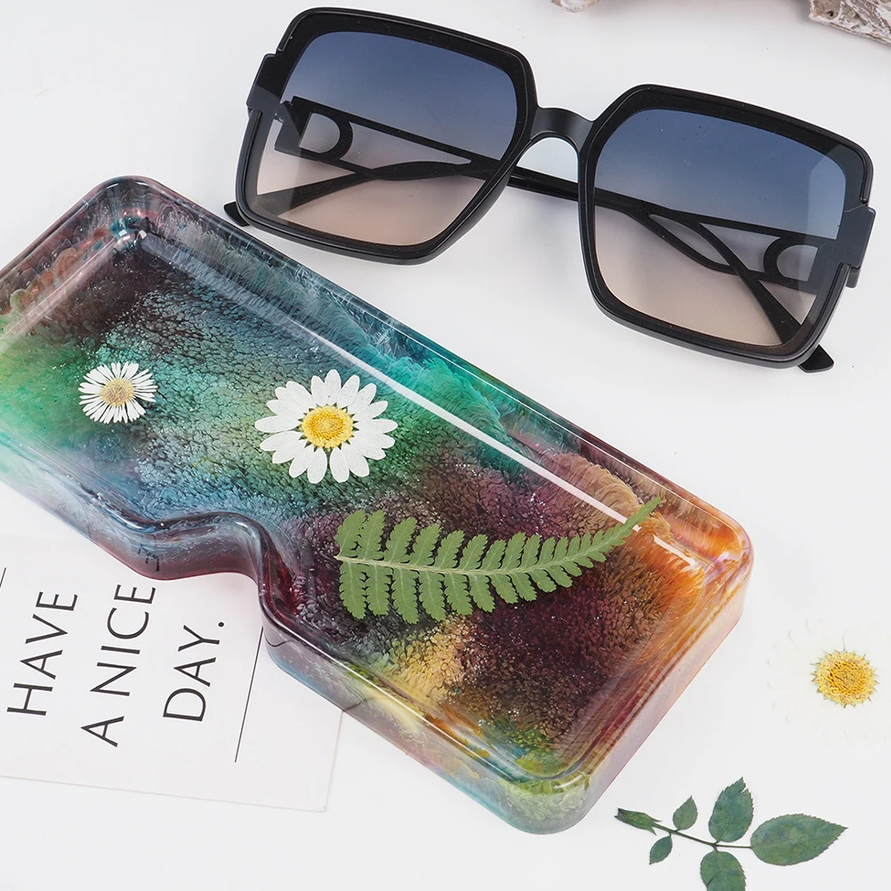 

2Pcs Silicone Glasses Tray Molds Lightweight Compact Different Sizes Crafts Epoxy Resin Decorative Trays Home Banquet Family