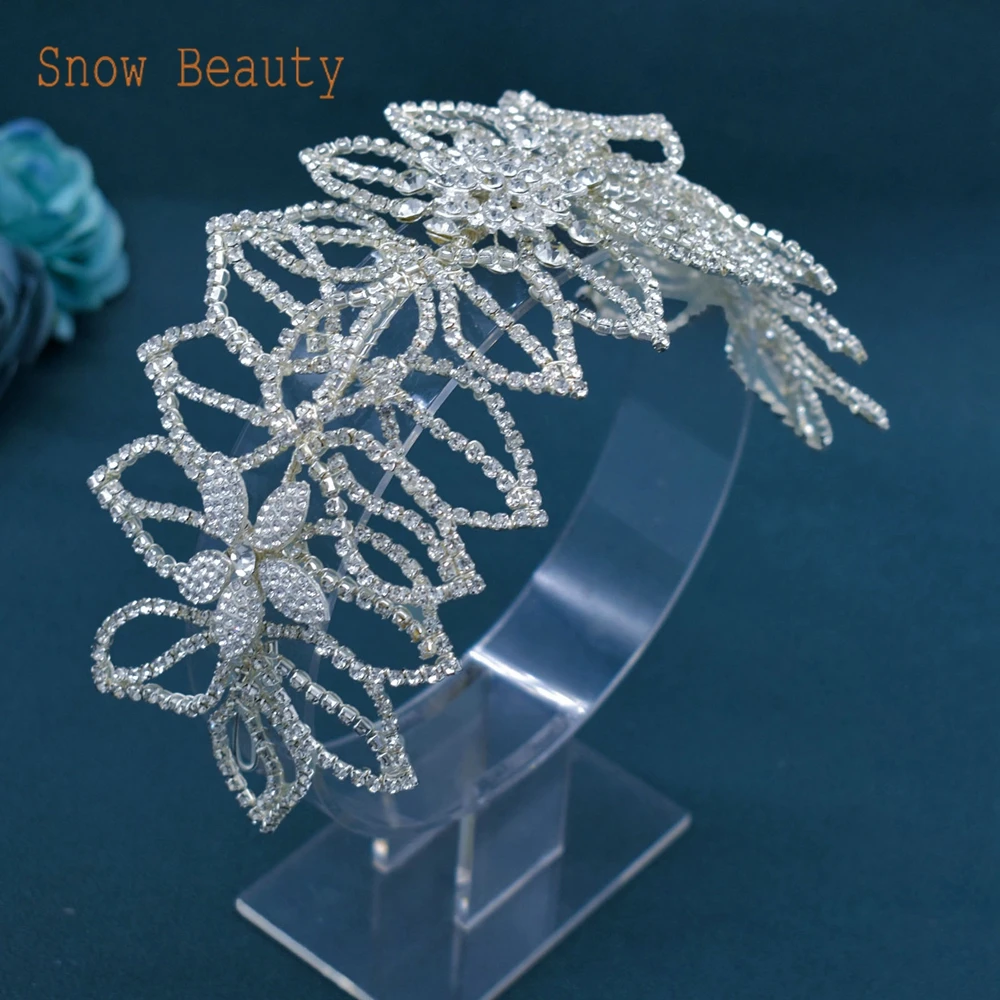 

DZ011 Crystal Bridal Headpiece Wedding Hair Accessories Rhinestone Headband for Women Tiaras Party Head Jewelry Leaf Hairbands