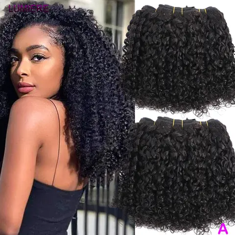 Cheap Virgin Raw 30 Inch Burmese Pixie Bouncy curly Bundle Deal 100% Raw Human Hair Deep Curly Hair 3/4 Bundles Hair Extension