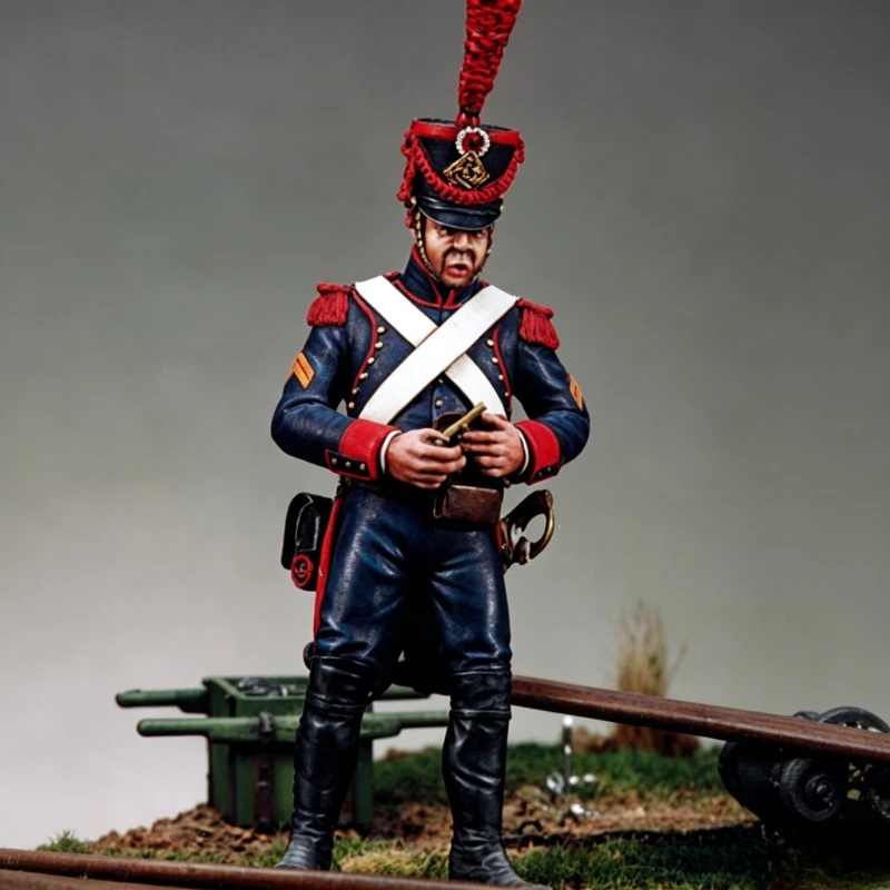 1/32 Maßstab 54mm DieCast Resin Figurenmodellbausatz Französischer Gardeartillerist Miniatur-Spielzeug Unmontiert Unbemalt