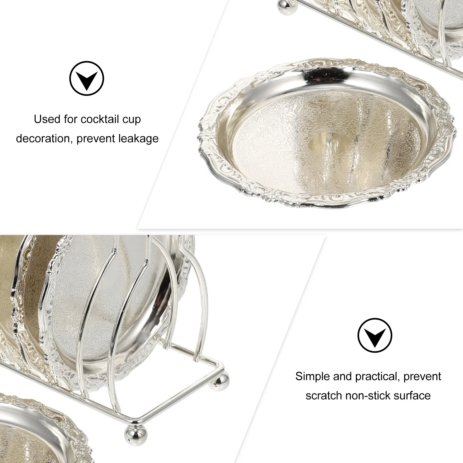 

1Set Metal Engraved Coasters Heat-Resistant Mats Sturdy Elegant Leaf-Shape Cup Holders Anti-Scalding Table Protection Kitchen