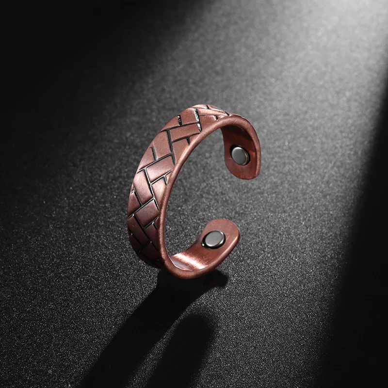 Exquisite Non-Fading Copper Ring Men and Women Fashion Classic Cube Copper Magnetic Adjustable Open Ring Jewelry Wholesale