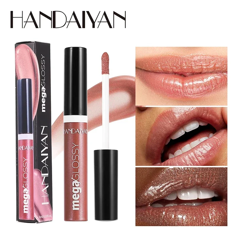 Perłowy lustrzany błyszczyk do ust Nude Sexy Plumper Glitter Red Nude Lipstick Liquid Cream Waterproof Moisturize Lip Oil Tint Makeup