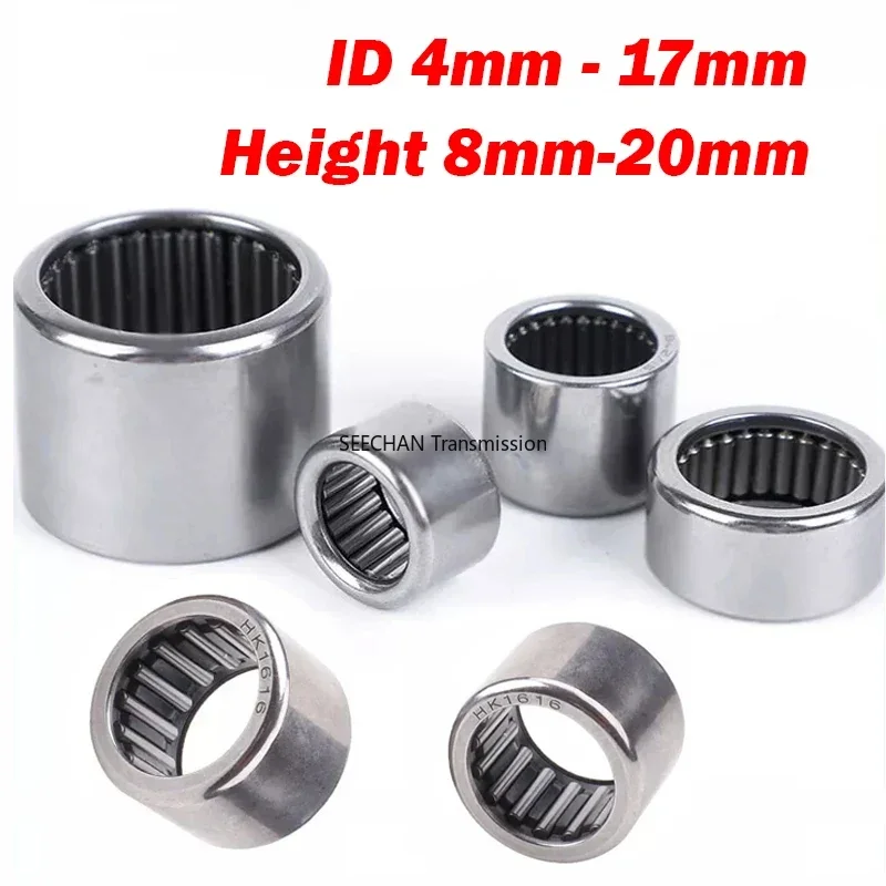 1/2/5/10Pcs HK Needle Bearing ID 4mm to 17mm Drawn Cup Needle Roller Bearings Height 8mm to 20mm