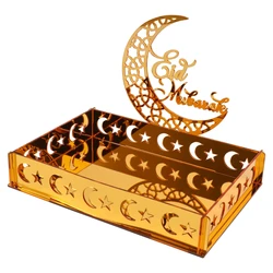 Eid Tray Table Centerpieces Plate Acrylic Ramadans Eid Mubarak Decorations for Home 2025 Islam Muslim Festival Party Gifts