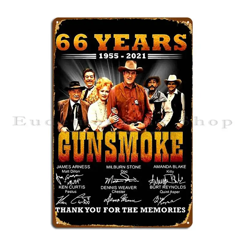 66 Years 1955 2021 Gunsmoke Metal Signs Design Rusty Bar Cinema Party Tin Sign Poster