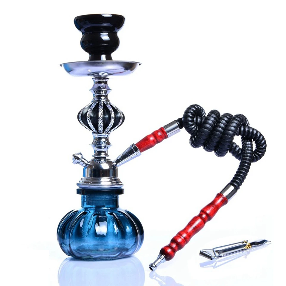 Glass Hookah Set with Ceramic Shisha Bowl Imitation Leather Hose Metal Charcoal Tongs Accessories Chicha Narguile Sheesha Set