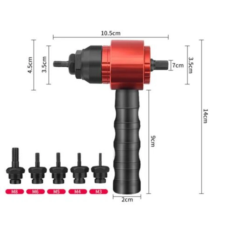 M3 M4 M5 M6 M8 Rivet Nut Gun Riveting Electric Drill Adapter Hand-inserted Rivet Tool Set Nut Tool Household Metal Easily Handle