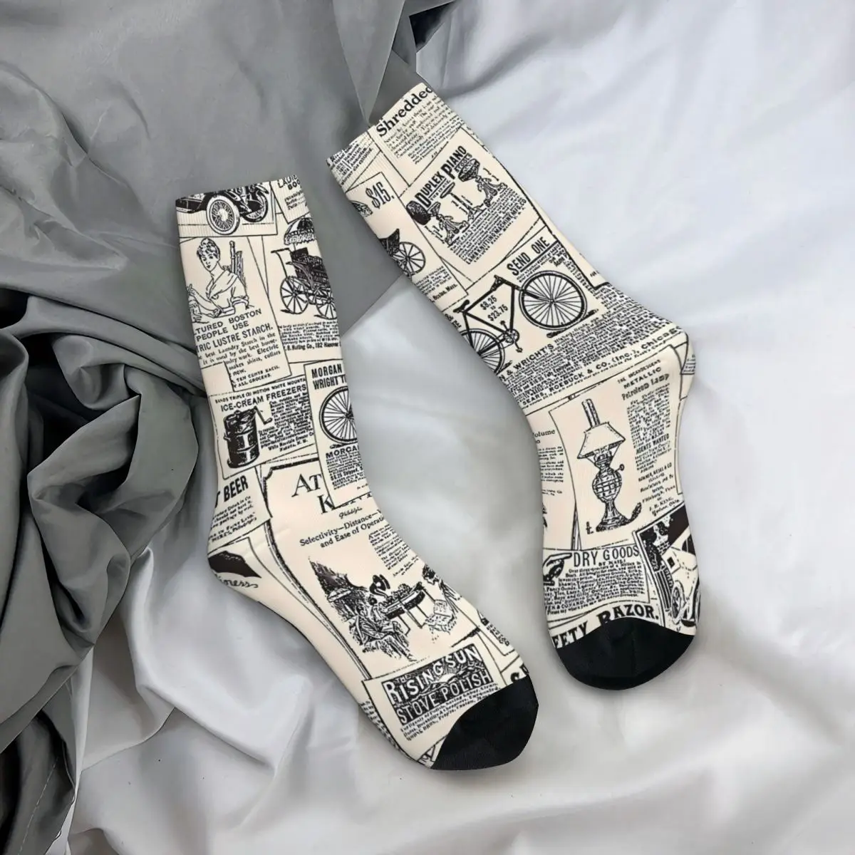 Vintage Zeitung Socken Brief Drucken Gothic Strümpfe Herbst Nicht Slip Frauen Männer Socken Hohe Qualität Gedruckt Laufsport Socken