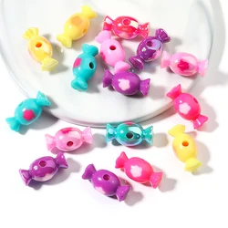 10pcs Acrylic Candy Shape Bead 20mm Mixed Two Color Loose Spacer Beads for DIY Necklace Bracelet Jewelry Making Accessories