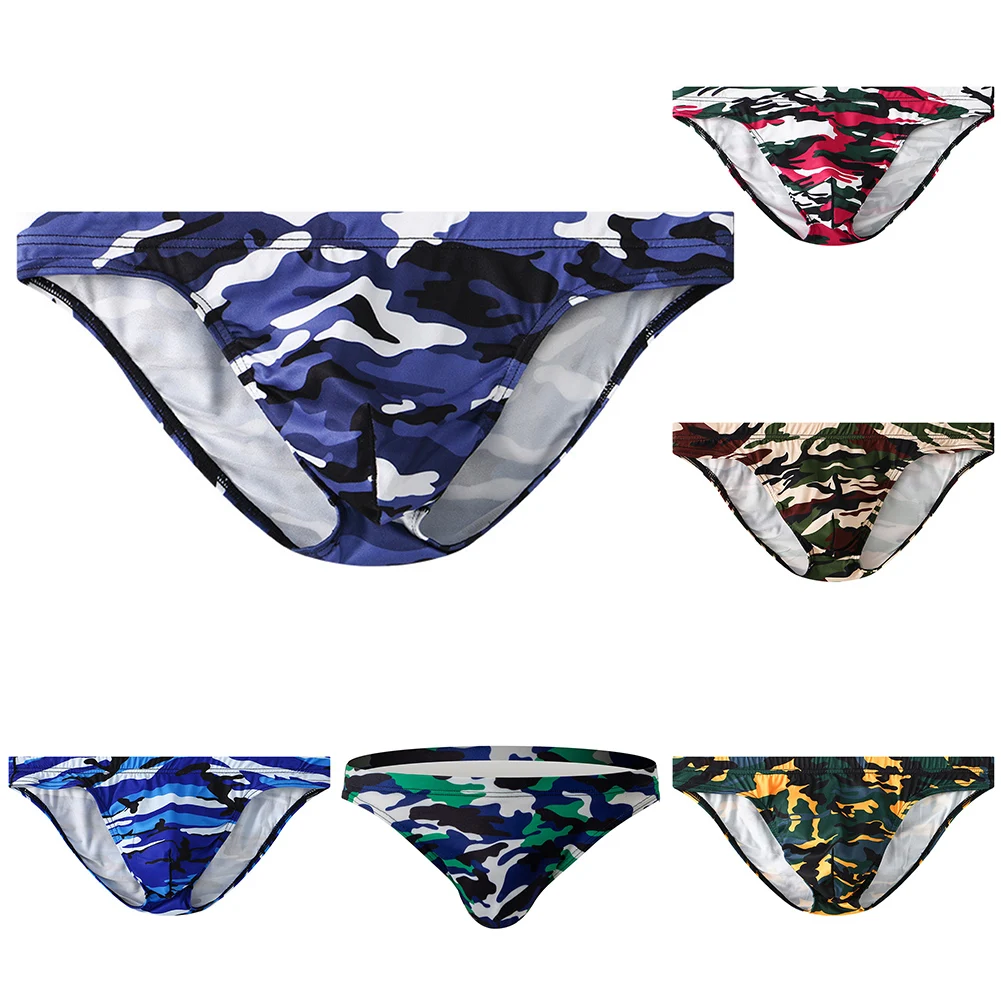 Mens Briefs Camouflage Printed Soft Shorts Trunks Underwear Sports Middle Waist Panties Ultra-soft Underpants Breathable Lingeri