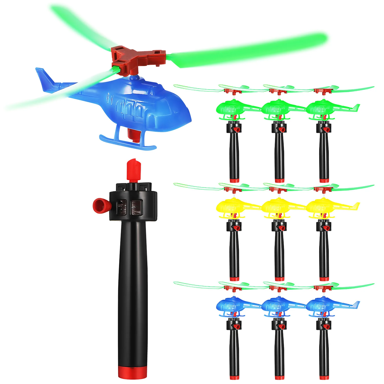 

9pcs Helicopter Toys Plastic Kids Flying Playthings Pull String Launcher Outdoor Recreation Fun Sports Games
