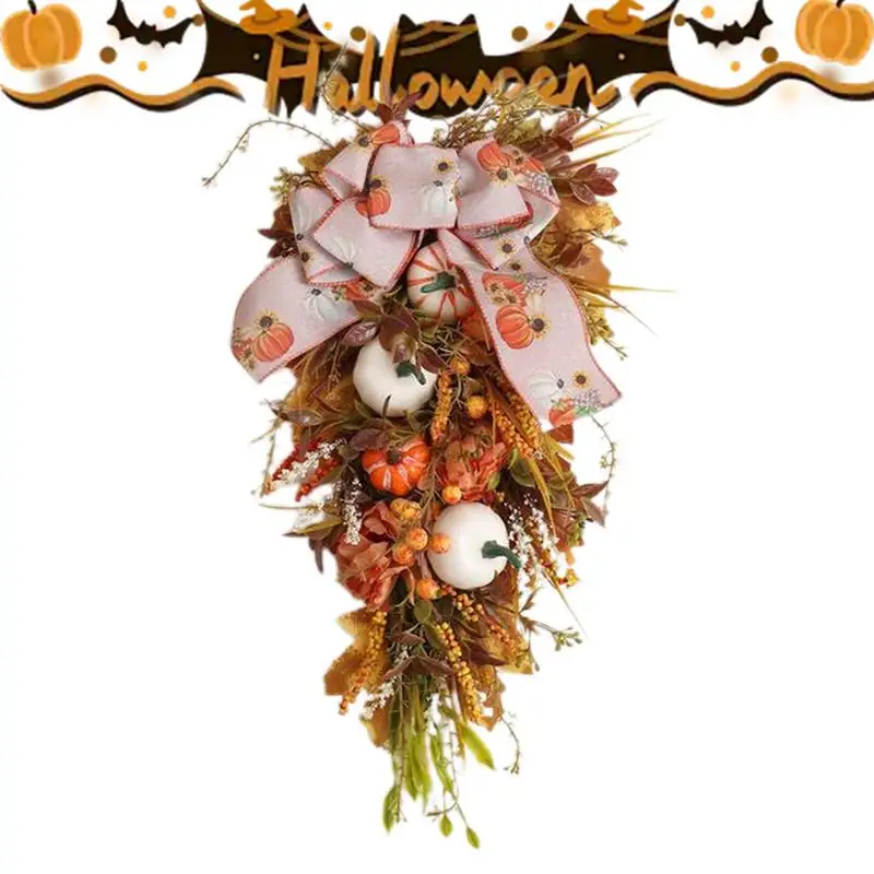 

Fall Harvest Teardrop Swag Autumn Theme Swag Rustic Teardrop Swag Wreath Festive Harvest Front Door Autumn Swag Exquisite