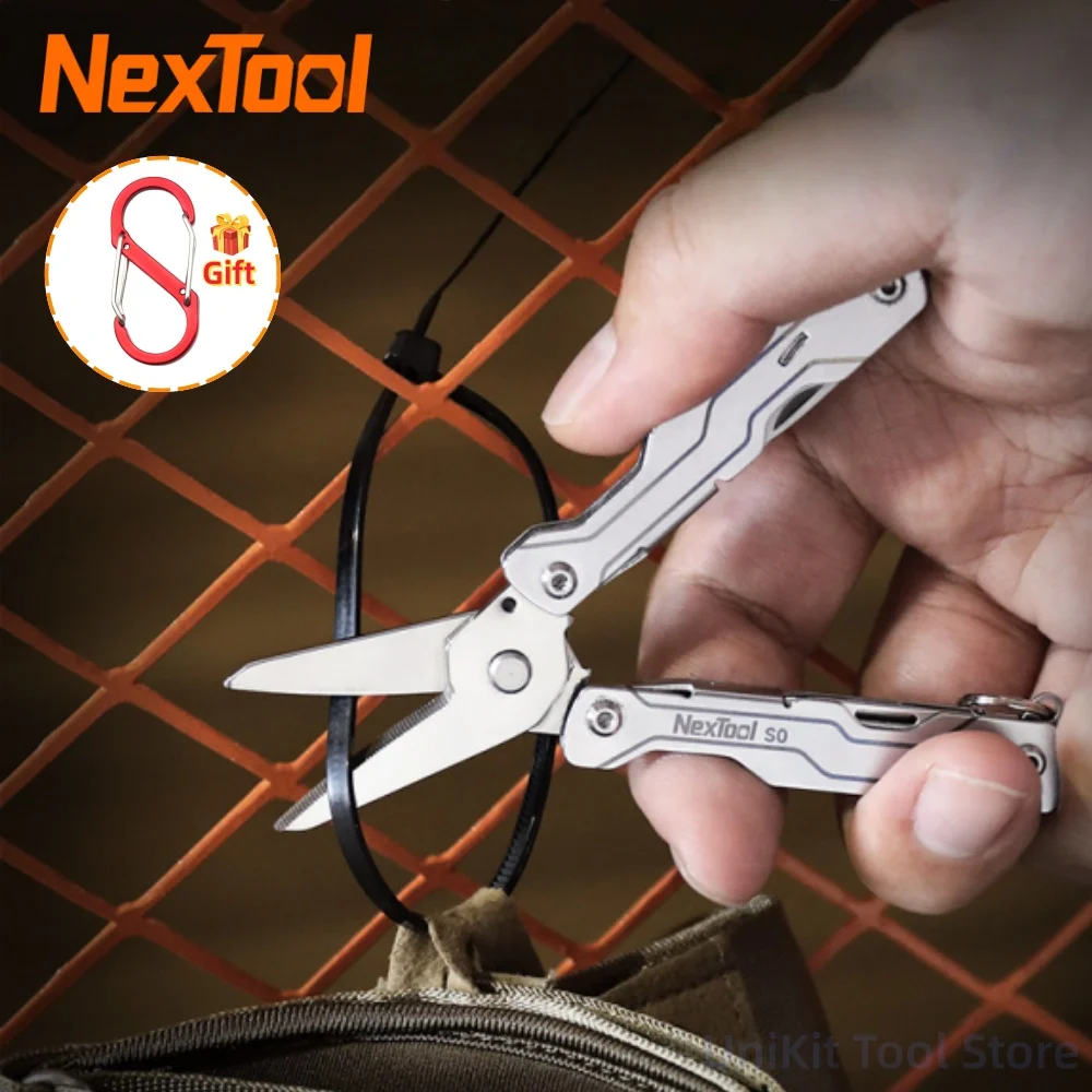 NexTool Micro Sailor Scissors S0 Mini Keychain Multitool with Serrated Scissors 8-in-1 Lightweight EDC Tool for Travel Outdoor