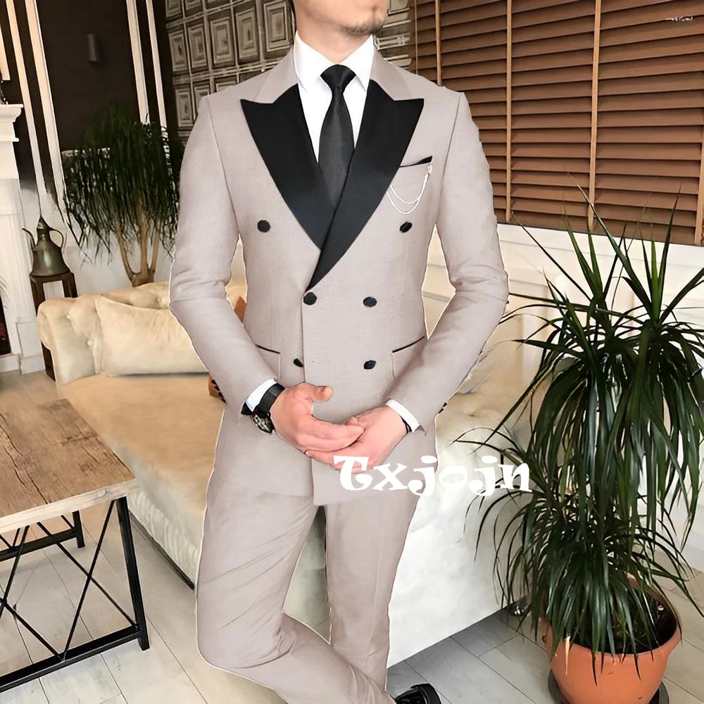 

Formal Men Slim Fit Suits Wedding Party Gown Classic Peak Lapel 2 Pieces Suit Set Business Office Outfit 2025 Customized Tuxedo