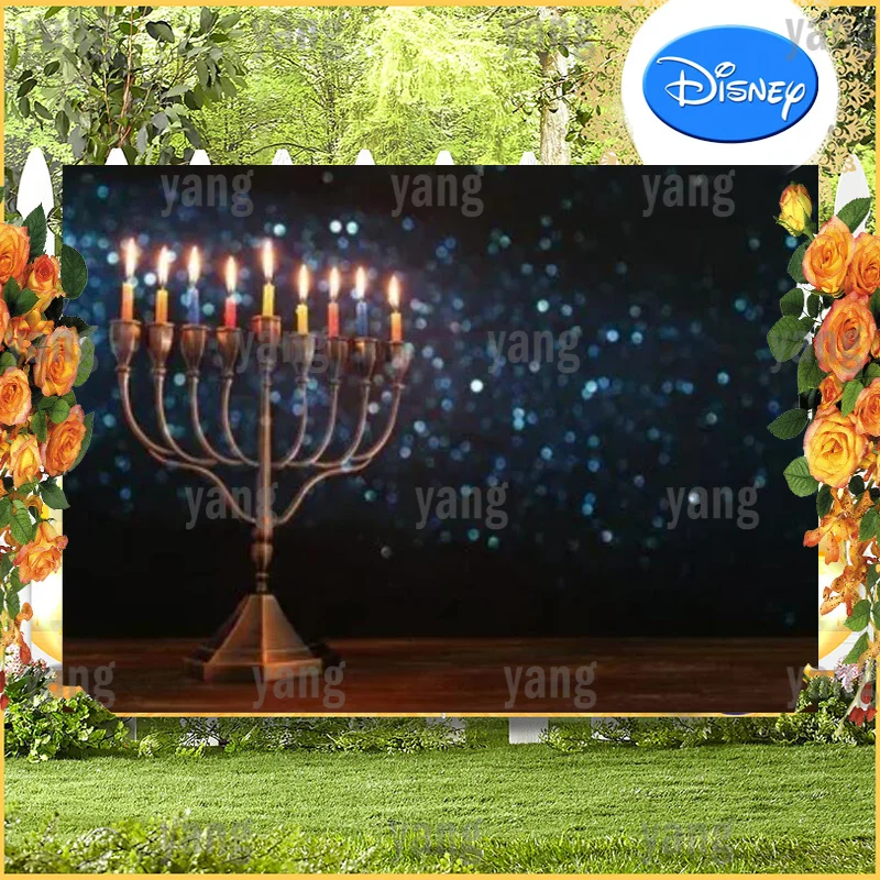 Food Party Happy Hanukkah Glitter Photo Studio Photography Backdrop Decoration Hogata Festival Jewish Holidays Candles Polyester