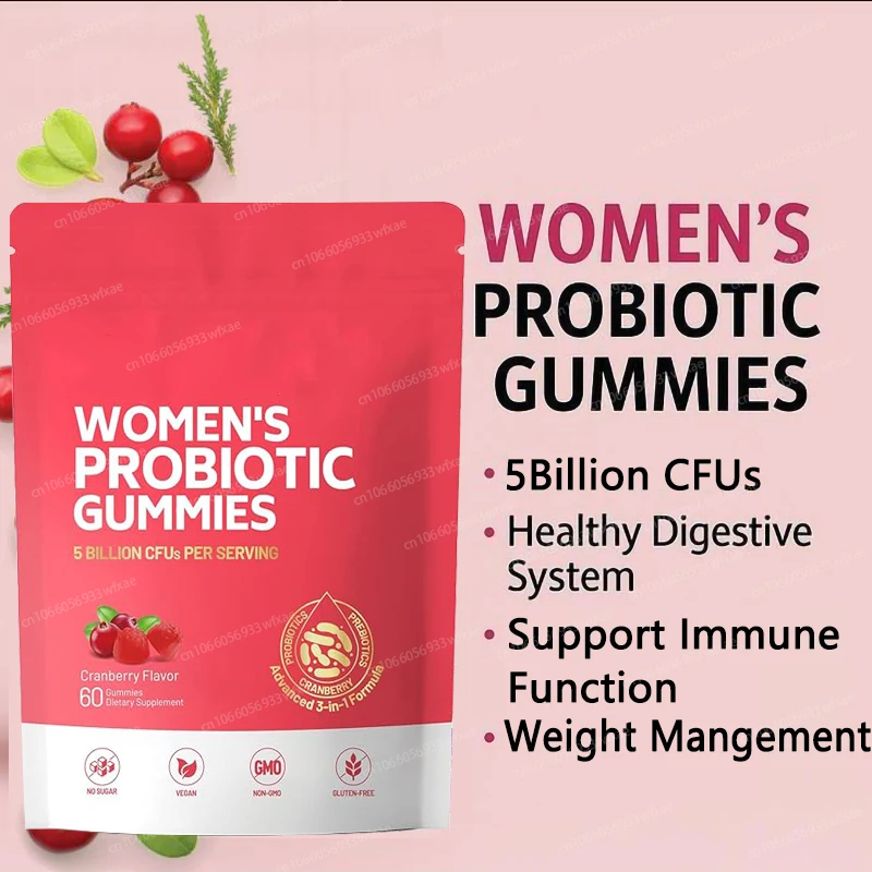 

Женские пробиотические жевательные конфеты, баланс pH, клюквенные жевательные конфеты, способствующие вагинальным балансом дрожжей и поддержкой флоры, иммунитет и интеллект