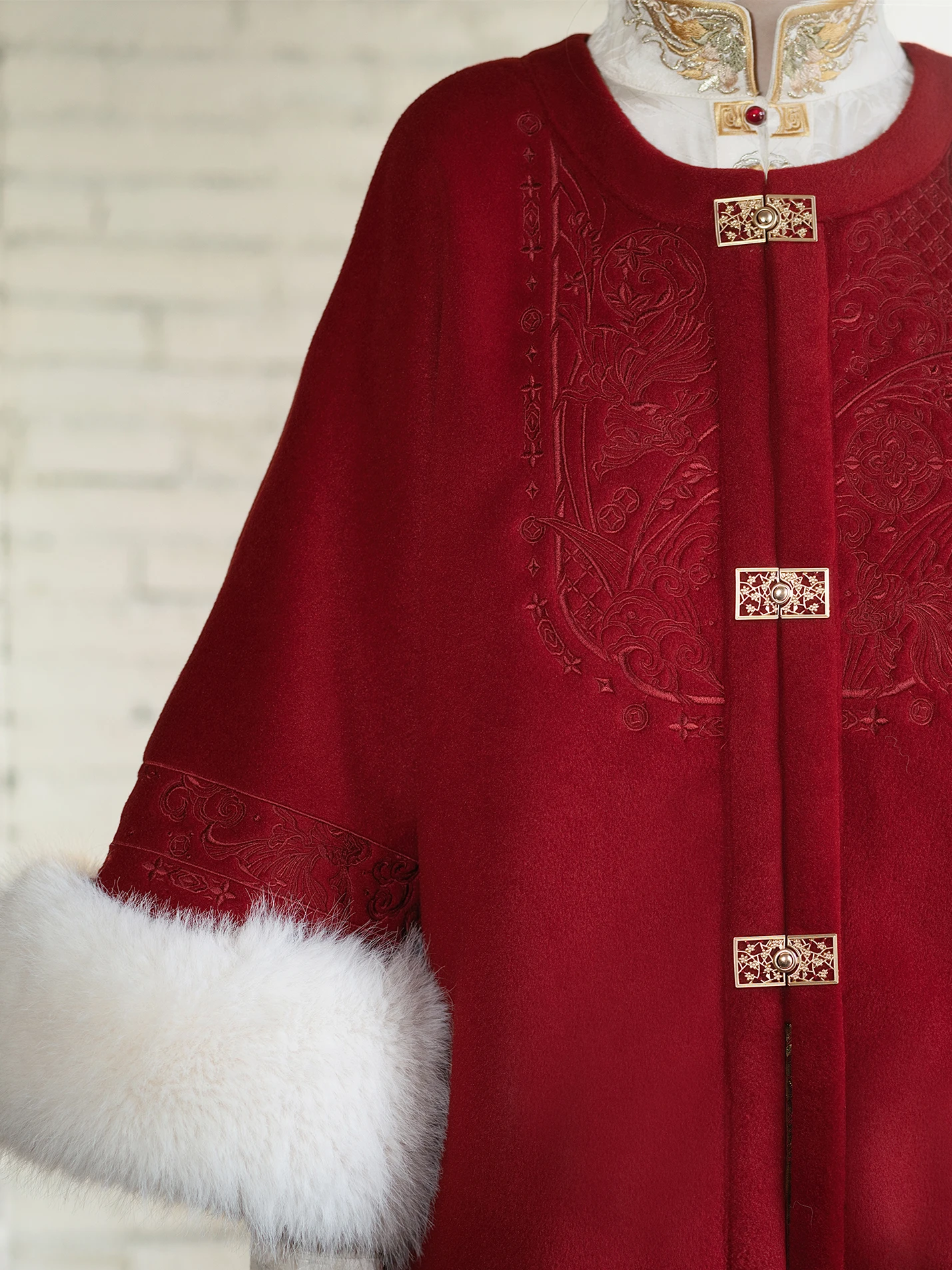 Chinese New Year Clothing Red Embroidered Coat Han Fashion Elements Women's Autumn and Winter Toast Dress Evening Dress Hanfu