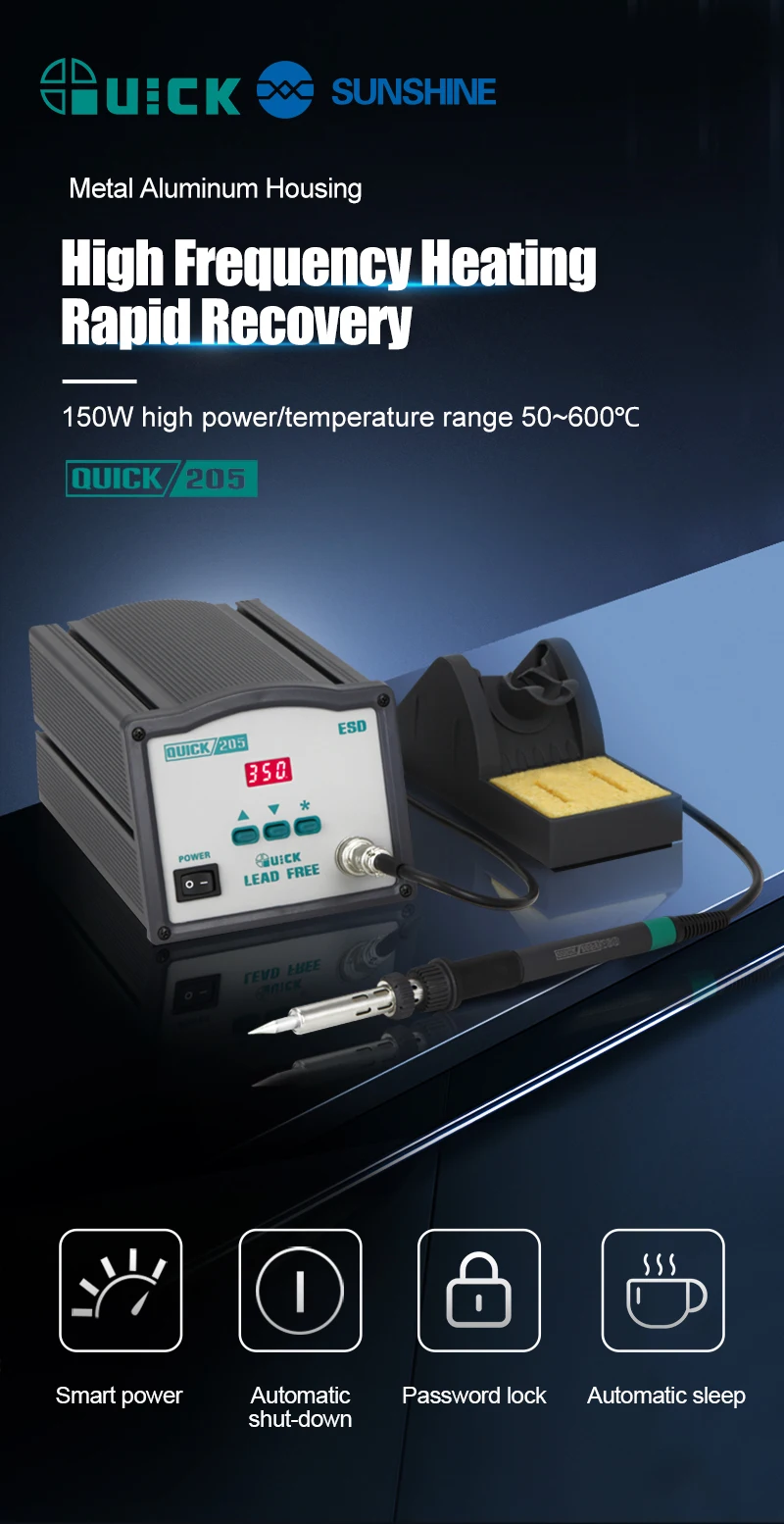 Intelligent Lead-Free Soldering Station, Iron Station, High Frequency Eddy Current, Heating Welding Tip, 205, 150W