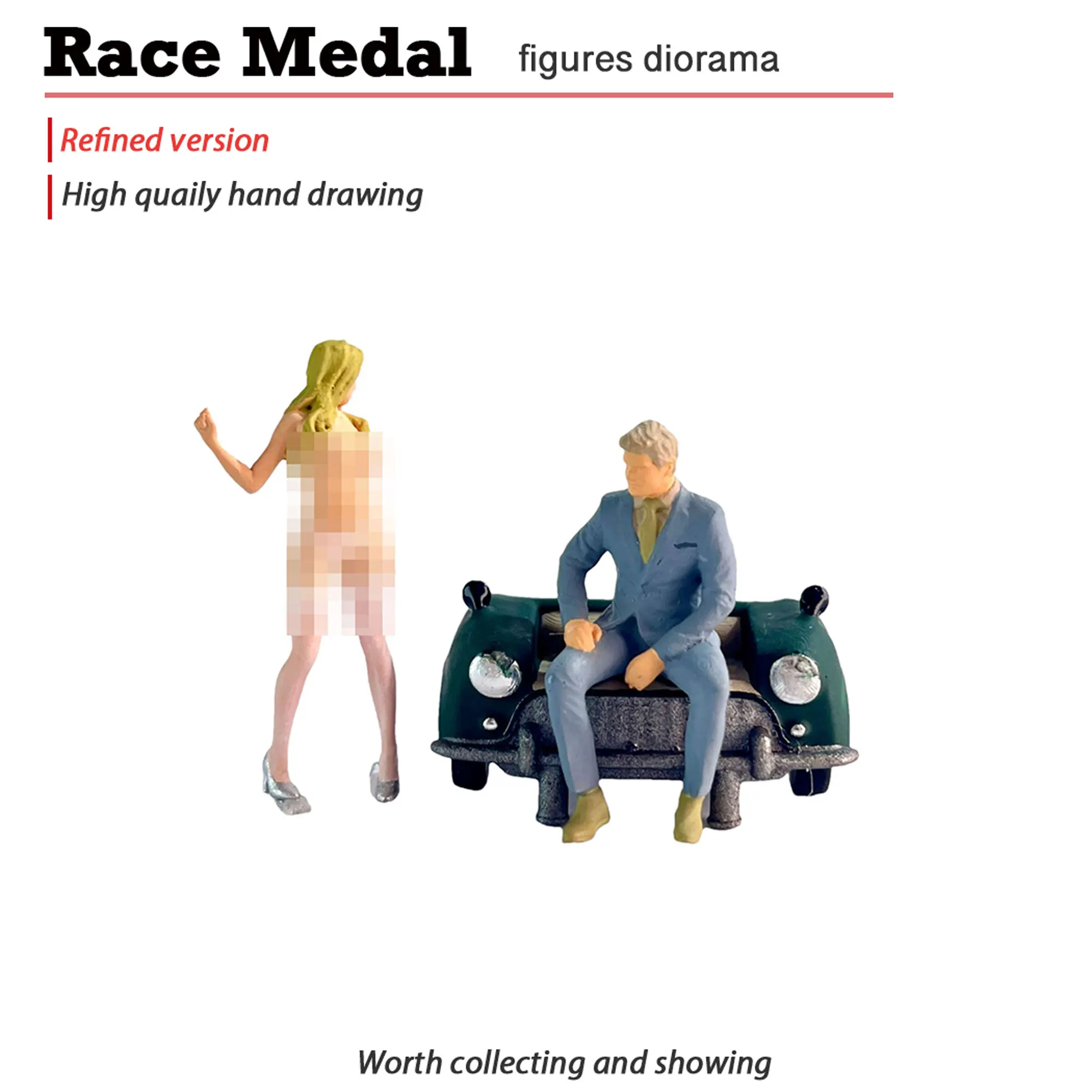 

Sitting Men car sofa silk stockings girl miniature art scene with ornaments handmade miniature food play 1/64 couple gift