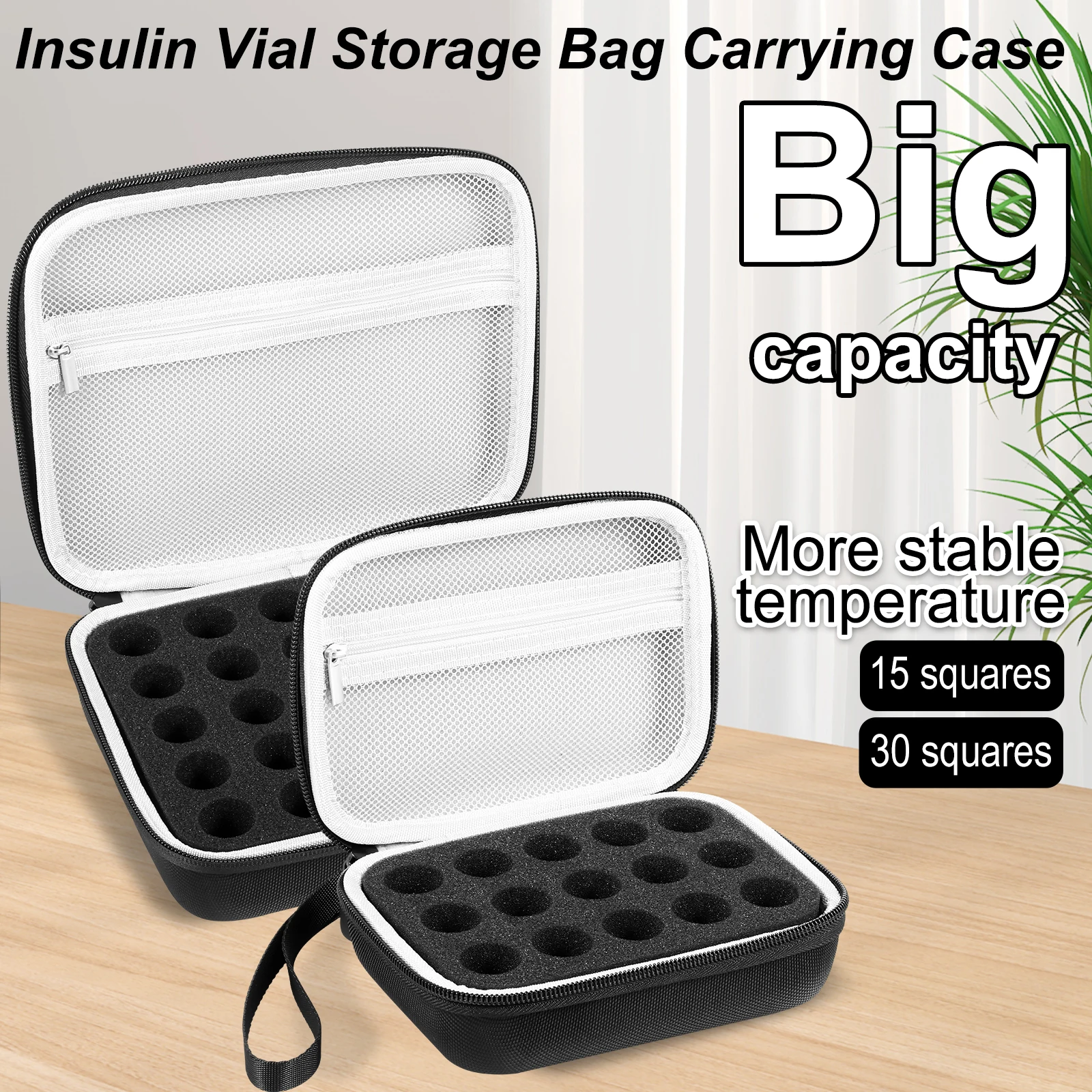 15/30 Slot Insulin Storage Organizer Portable Pancreatic Hormone Bottle Protector Case Foam Protective for Standard 3-10ml Vial