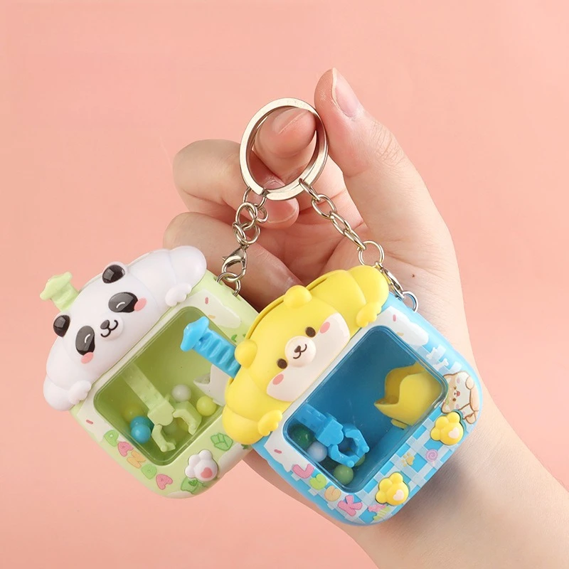 Mini Claw Machine Keychain Tiny Arcade Games Pendant Funny Finger Toys Gifts for Bag Backpack Charm