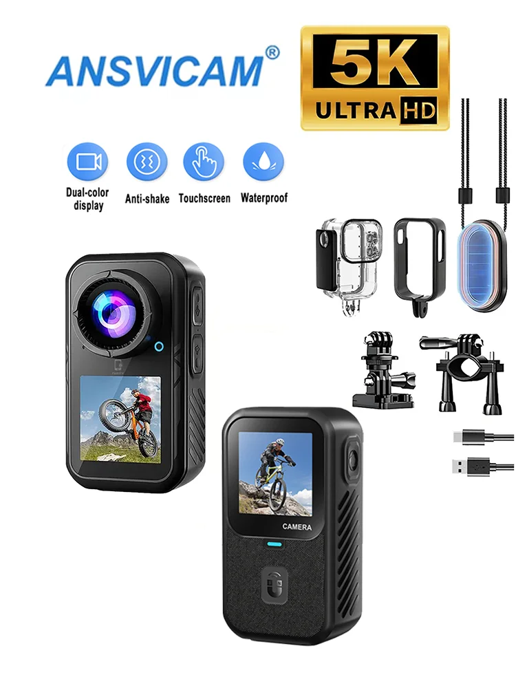 AliExpress ANSVICAM 5K Thumb Sports Camera Anti-shake Action Camera 5X ZOOM Touchscreen Vlog Body Cam Outdoor Pocket Cam Bicycle Video Recorder