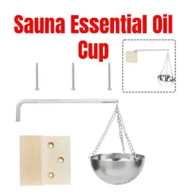 Stainless Steel Sauna Essential Oil Cup Wood Wall Mount Aroma Diffuser Bowl For Traditional Infrared Spa Room Decoration