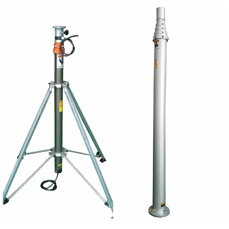 Portable Telescopic Light Mast 6m 9m Electric and Manual Lifting Pneumatic Type Tripod Stand