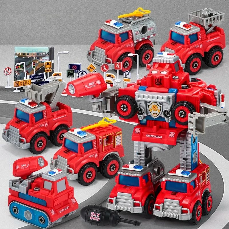 Robot transformador 5 en 1, serie de lucha contra incendios, figura de acción viene con mapa de juego, accesorios de barricada, juguetes coleccionables para niños, regalos de cumpleaños