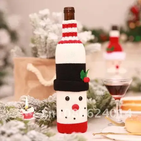 

Snowman Christmas Wine Bottle Woven Practical Santa Claus Wine Bottle Cover Dining Table Family Wine Bag Home Party Ornament