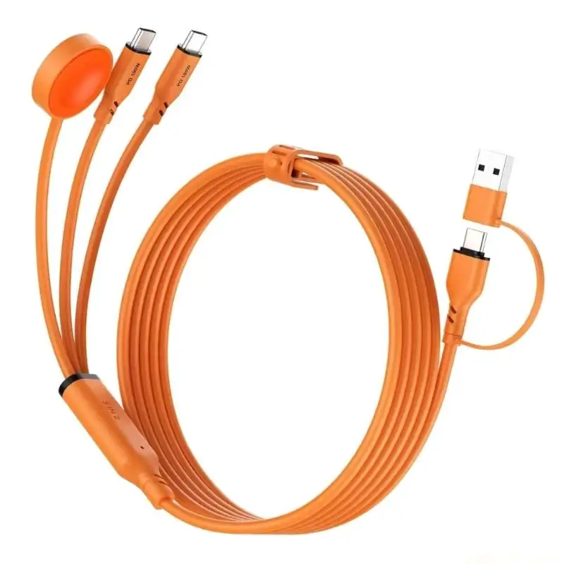 M5TD 3-in-1 100W USB to Double Type C Charging Cable with Watch Charging Cord