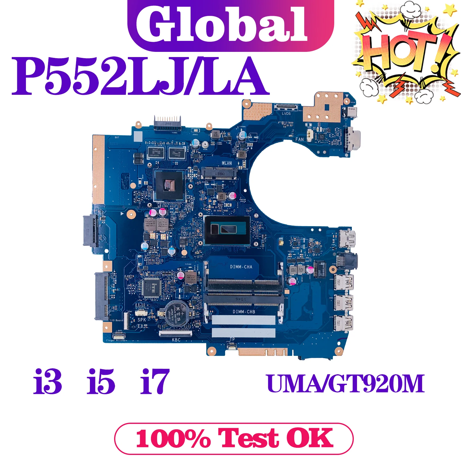 

P552LA Mainboard For ASUS P552LJ PE552LJ PRO552LJ PX552LJ PE552LA PX552LA PRO552LA P2520LJ P2520LA Laptop Motherboard i3 i5 i7