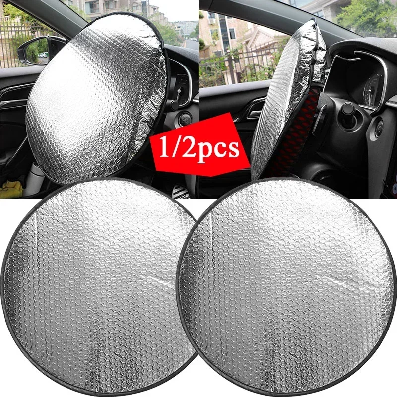 

Car Steering Wheel Sun Shade Cover Sunshade Protector Film Double Thick Sun Protection Foldable Anti-uv Interior Accessories