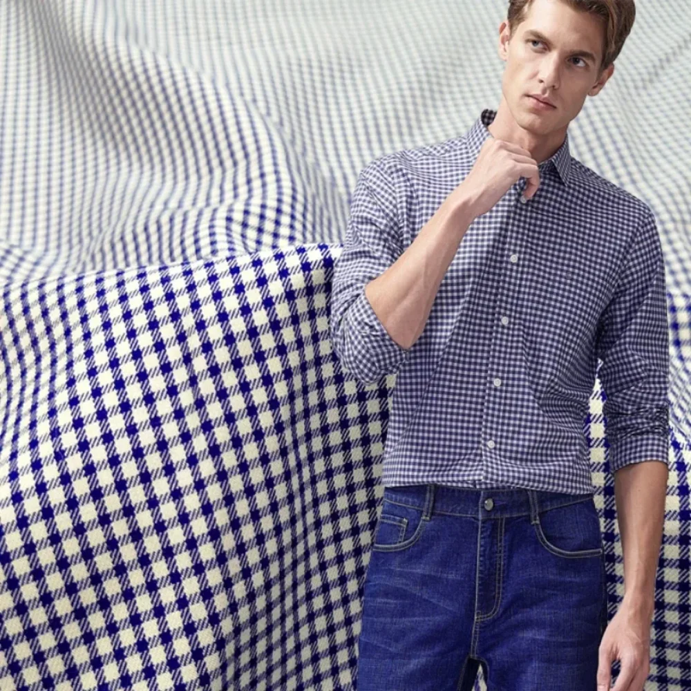 

Окрашенная пряжа в тонкую клетку, хлопчатобумажная ткань, весна-лето, платье, рубашка, дизайн детской одежды, ткань для шитья своими руками, материал по метрам