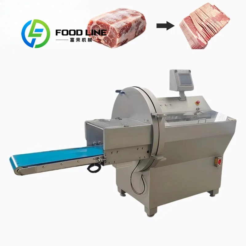 Frozen Meat Slicer Machine Dual Cutting Emergency Stop Button Quick Shut Off Poultry Cutting Plant Use Professional Team